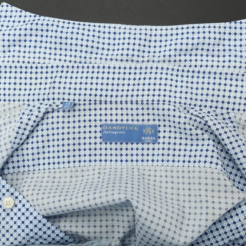 [Used] BARBA DANDY LIFE Cotton Horizontal Collar Casual Shirt White x Blue [39] [Condition Rank C] [Men&