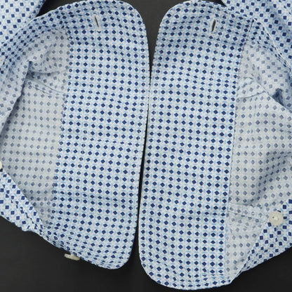 [Used] BARBA DANDY LIFE Cotton Horizontal Collar Casual Shirt White x Blue [39] [Condition Rank C] [Men&