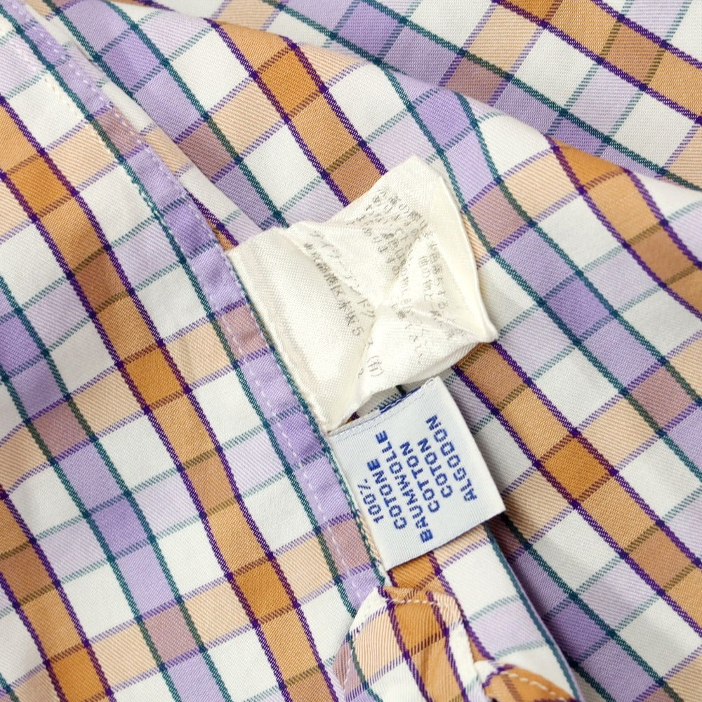 [Used] CATARISANO Cotton Check Horizontal Collar Casual Shirt White x Lavender [M] [Condition Rank C] [Men&