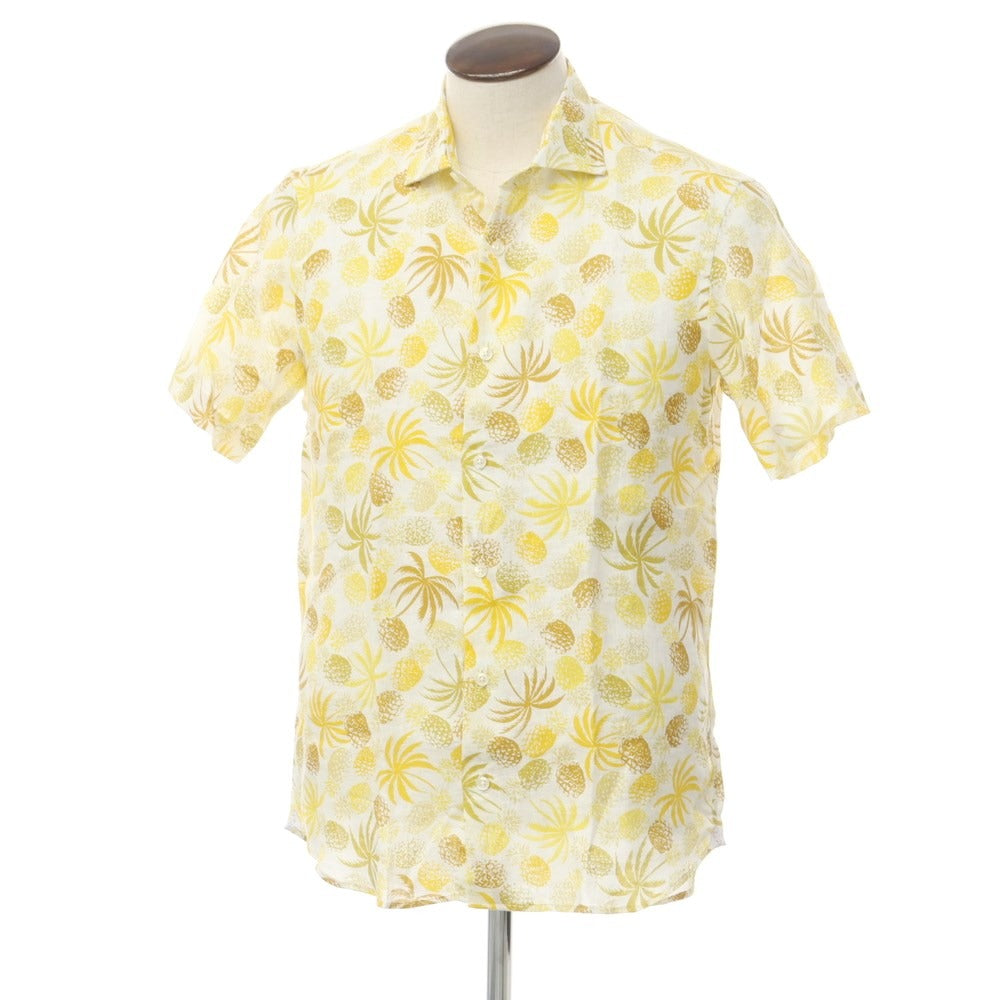 [Used] Altemflower Linen Botanical Pattern Wide Collar Short Sleeve Shirt White x Yellow [41] [Condition Rank A] [Men&