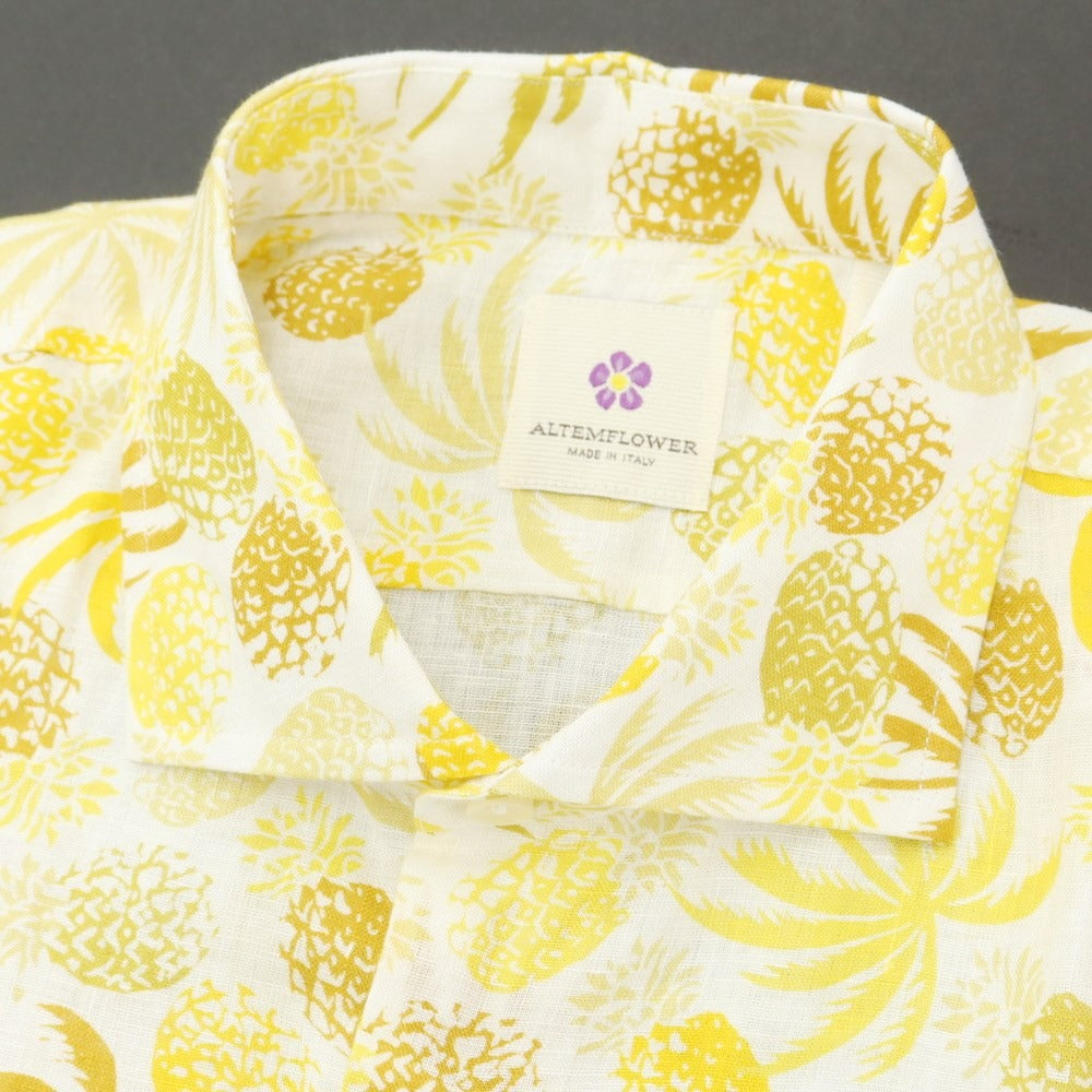 [Used] Altemflower Linen Botanical Pattern Wide Collar Short Sleeve Shirt White x Yellow [41] [Condition Rank A] [Men&