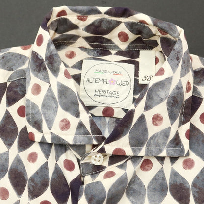 [Used] Altemflower Cotton All-over Print Wide Collar Casual Shirt Beige x Gray [38] [Condition Rank A] [Men&