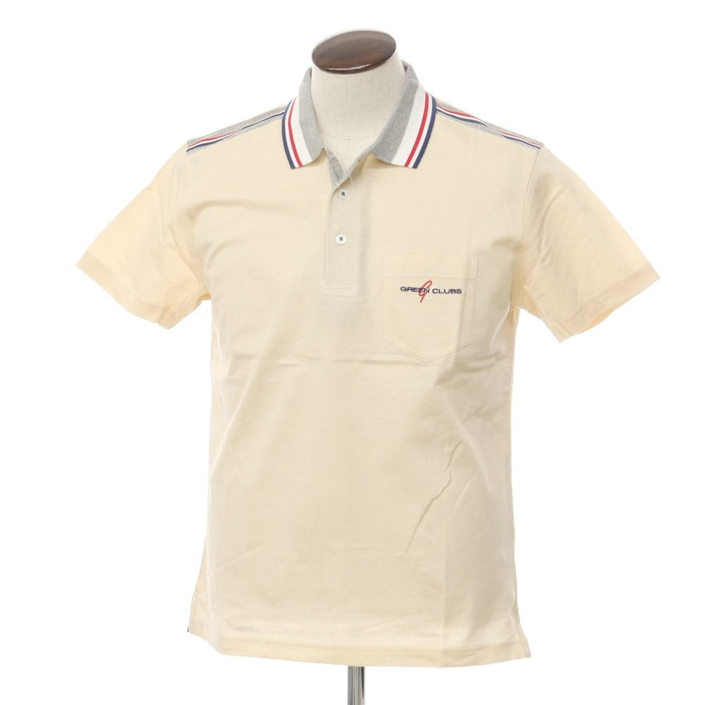 [Used] [Unused] Green Clubs Cotton Short Sleeve Polo Shirt Light Orange x White [4] [Condition Rank S] [Men&