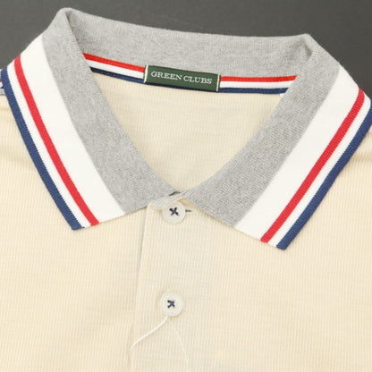 [Used] [Unused] Green Clubs Cotton Short Sleeve Polo Shirt Light Orange x White [4] [Condition Rank S] [Men&