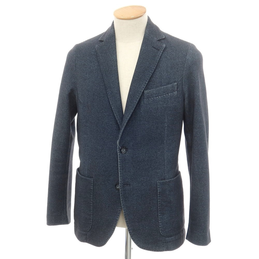 【中古】チルコロ1901 CIRCOLO 1901 コットン ジャージー ヘリンボーン 2つボタン カジュアルジャケット ネイビーxブルー【 44 】【 状態ランクD 】【 メンズ 】 [EPD]