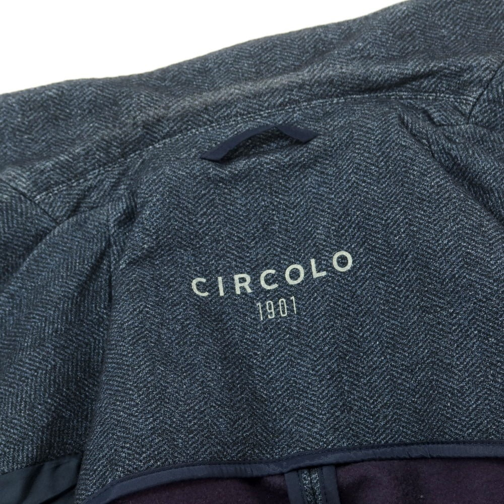 【中古】チルコロ1901 CIRCOLO 1901 コットン ジャージー ヘリンボーン 2つボタン カジュアルジャケット ネイビーxブルー【 44 】【 状態ランクD 】【 メンズ 】 [EPD]