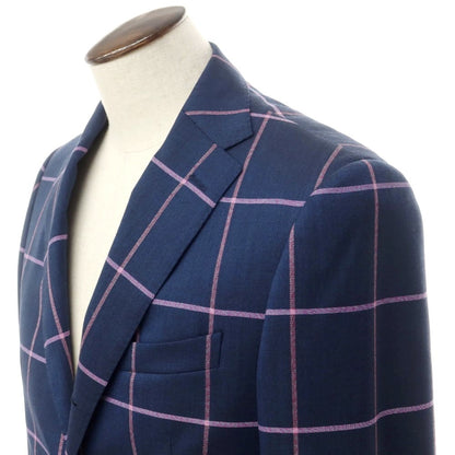 [Used] Cantarelli wool check tailored jacket, navy x pink purple [48] [Condition rank B] ​​[Men&