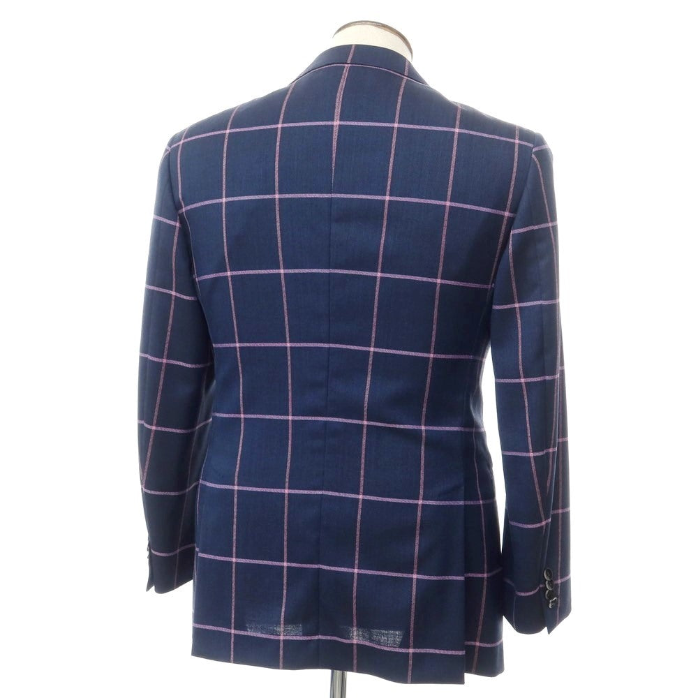 [Used] Cantarelli wool check tailored jacket, navy x pink purple [48] [Condition rank B] ​​[Men&