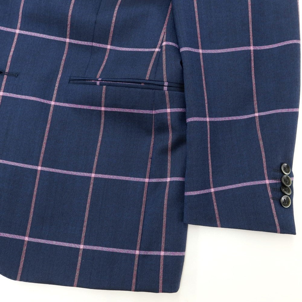 [Used] Cantarelli wool check tailored jacket, navy x pink purple [48] [Condition rank B] ​​[Men&