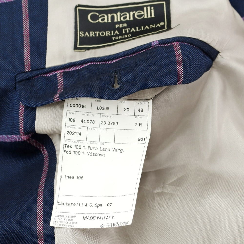 [Used] Cantarelli wool check tailored jacket, navy x pink purple [48] [Condition rank B] ​​[Men&