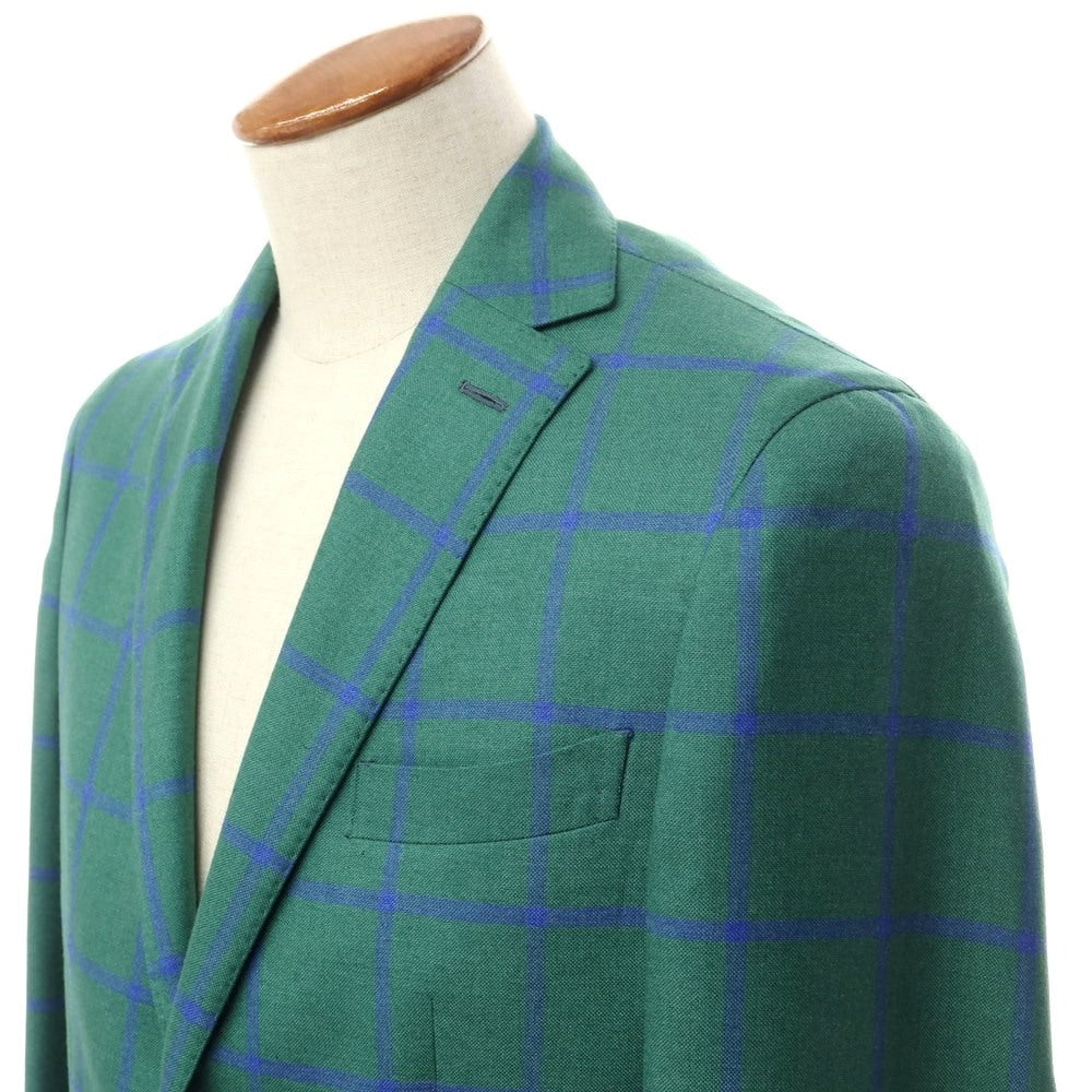 [Used] LBM1911 Cashmere Silk Check Tailored Jacket Green x Blue [46] [Condition Rank B] ​​[Men&