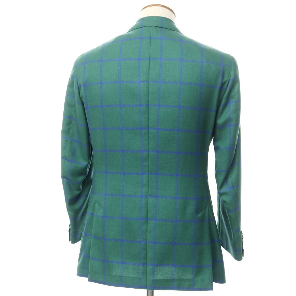 [Used] LBM1911 Cashmere Silk Check Tailored Jacket Green x Blue [46] [Condition Rank B] ​​[Men&