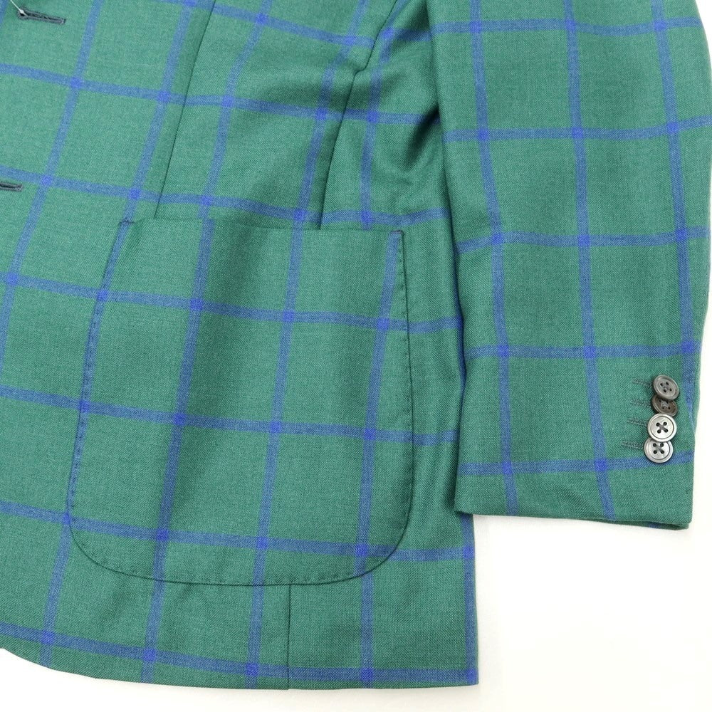 [Used] LBM1911 Cashmere Silk Check Tailored Jacket Green x Blue [46] [Condition Rank B] ​​[Men&