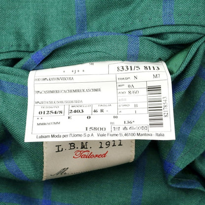 [Used] LBM1911 Cashmere Silk Check Tailored Jacket Green x Blue [46] [Condition Rank B] ​​[Men&