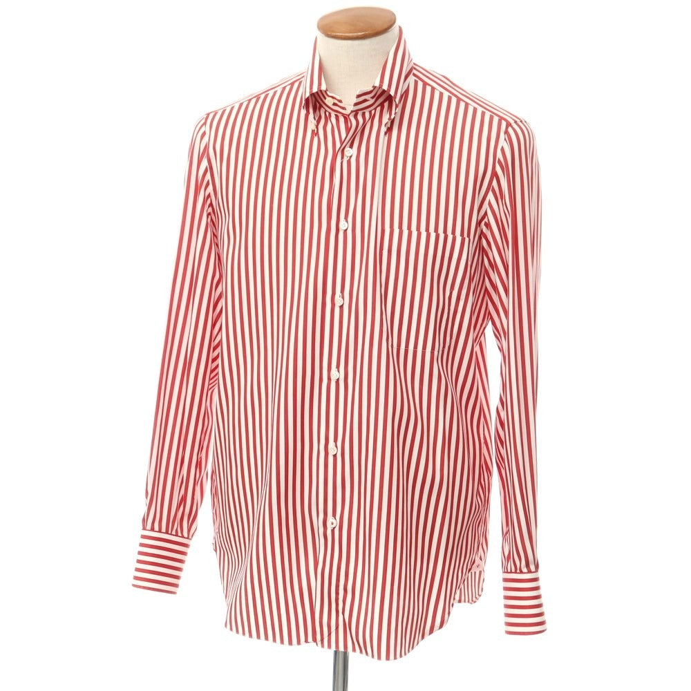 [Used] ISAIA Cotton Striped Button-down Casual Shirt White x Red [40] [Condition Rank B] [Men&