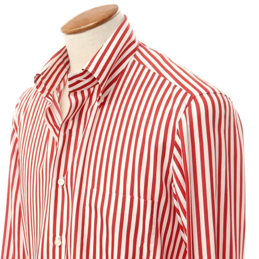 [Used] ISAIA Cotton Striped Button-down Casual Shirt White x Red [40] [Condition Rank B] [Men&