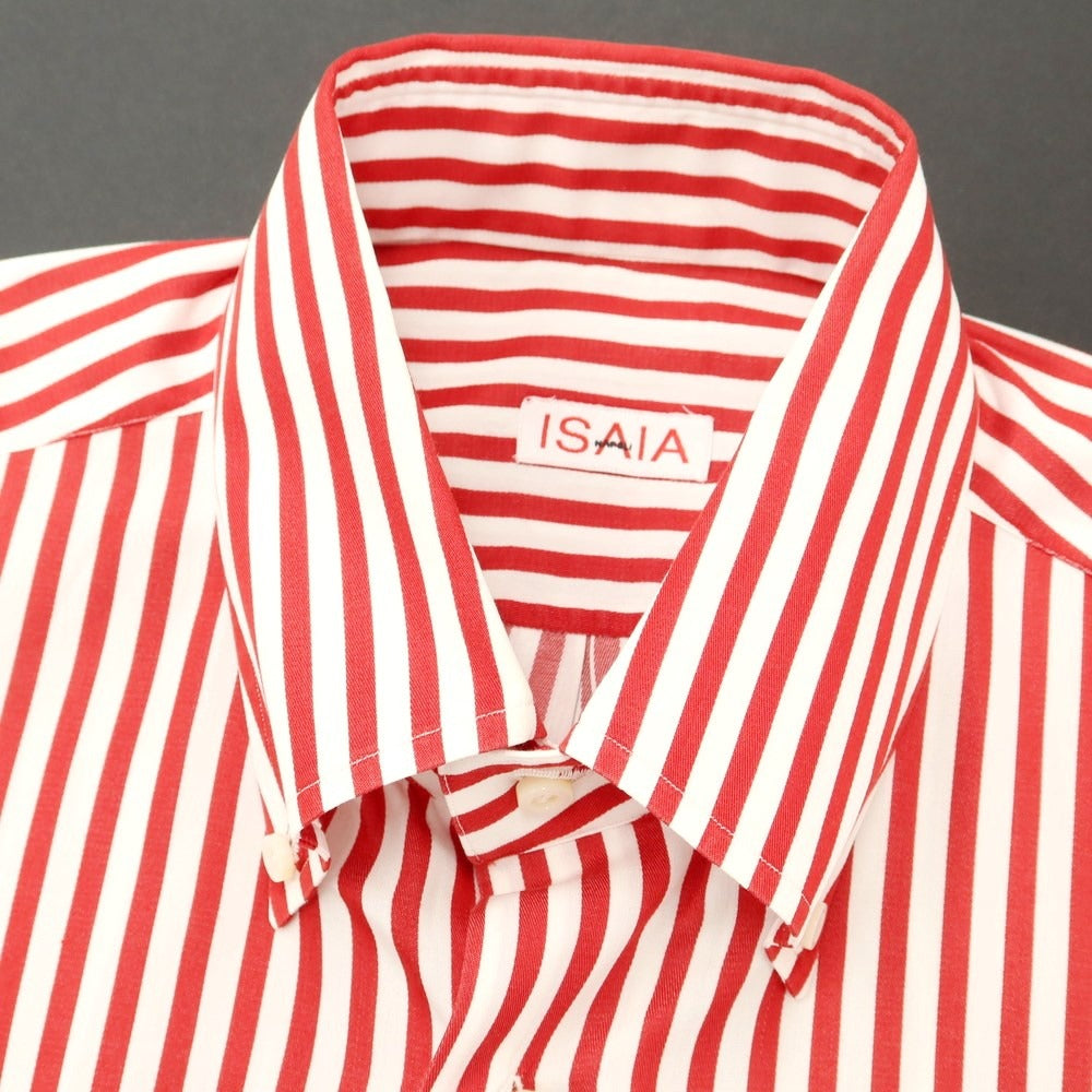 [Used] ISAIA Cotton Striped Button-down Casual Shirt White x Red [40] [Condition Rank B] [Men&