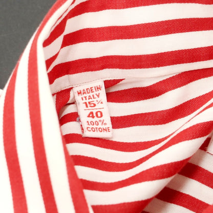 [Used] ISAIA Cotton Striped Button-down Casual Shirt White x Red [40] [Condition Rank B] [Men&