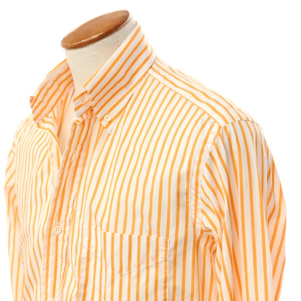 【中古】ギローバー GUY ROVER コットン ストライプ ボタンダウン カジュアルシャツ ホワイトxオレンジ【 39 】【 状態ランクB 】【 メンズ 】