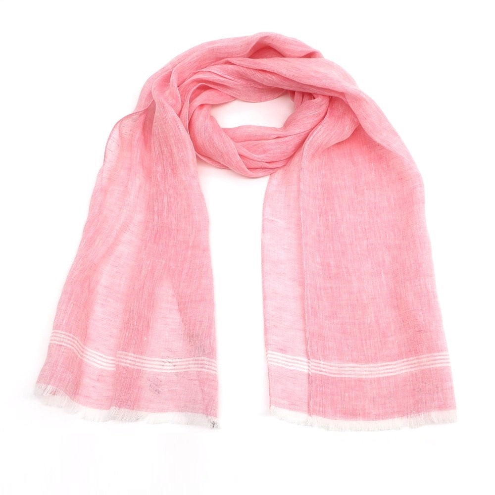 [Used] [Unused] CANTINI Linen Stole Pink x White [Condition Rank S] [Men&