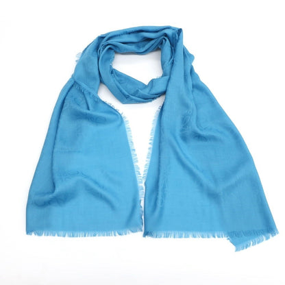 [Used] LOEWE wool silk cashmere scarf, turquoise blue [Condition: A] [Men&