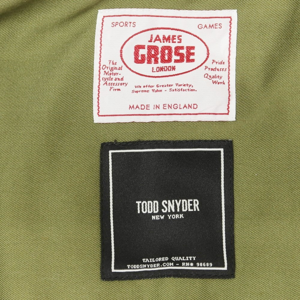 【中古】トッドスナイダー TODD SNYDER × JAMES GROSE シングルライダース レザーブルゾン グレイッシュネイビー【 36 】【 状態ランクB 】【 メンズ 】