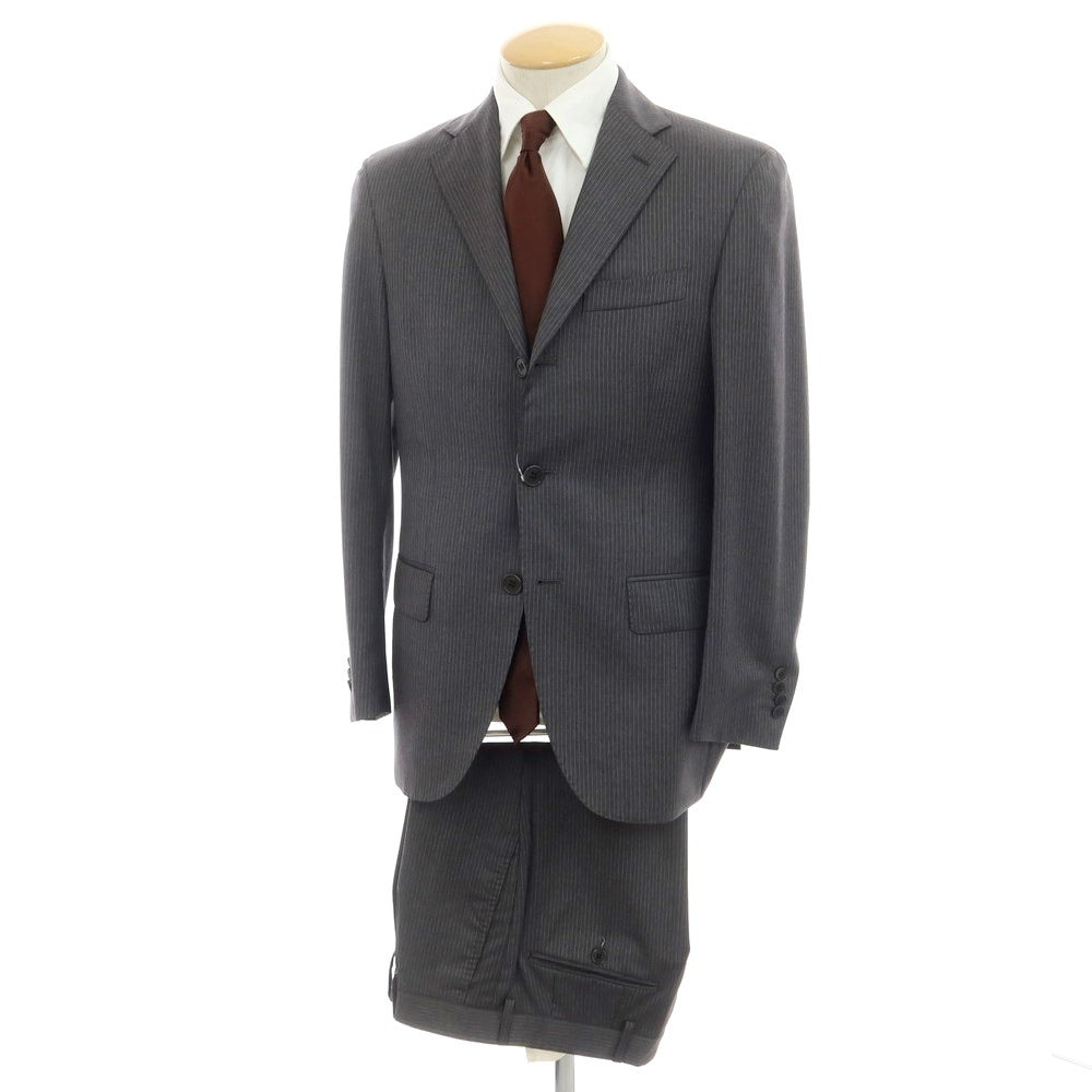 [Used] Cantarelli Wool Pinstripe 3-Button Suit, Gray x White [Size 44 7R] [GRY] [A/W] [Condition Rank D] [Men&