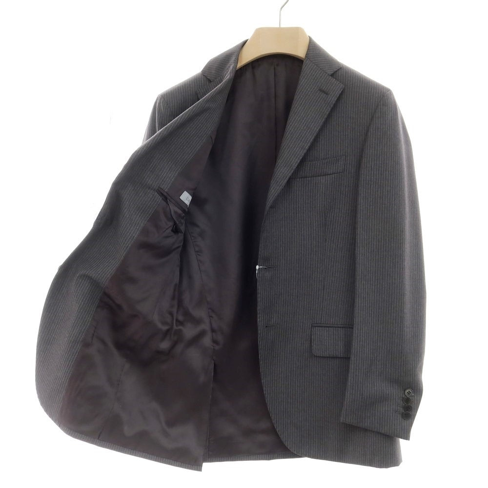 【中古】カンタレリ Cantarelli ウール ピンストライプ 3つボタンスーツ グレーxホワイト【サイズ44 7R】【GRY】【A/W】【状態ランクD】【メンズ】 [EPD]