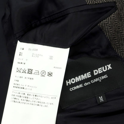 【中古】コムデギャルソン オムドゥ COMME des GARCONS HOMME DEUX 2023年秋冬 ポリエステル ヘリンボーン 3B カジュアルジャケット オリーブグレーxブラック【 M 】【 状態ランクA 】【 メンズ 】