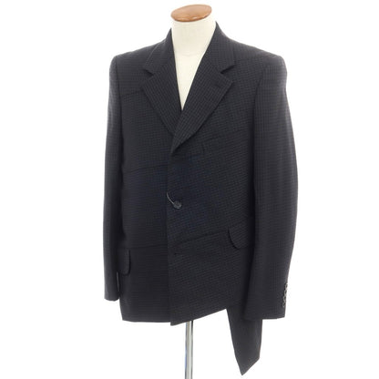 【中古】コムデギャルソン オムドゥ COMME des GARCONS HOMME DEUX 2023年秋冬 ウール チェック カジュアルジャケット ダークグレーxネイビー【サイズM】【GRY】【A/W】【状態ランクA】【メンズ】【758995】