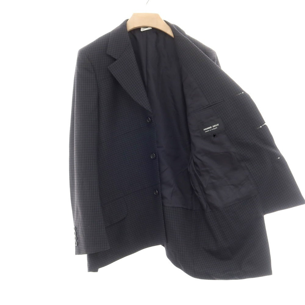 【中古】コムデギャルソン オムドゥ COMME des GARCONS HOMME DEUX 2023年秋冬 ウール チェック カジュアルジャケット ダークグレーxネイビー【サイズM】【GRY】【A/W】【状態ランクA】【メンズ】【758995】