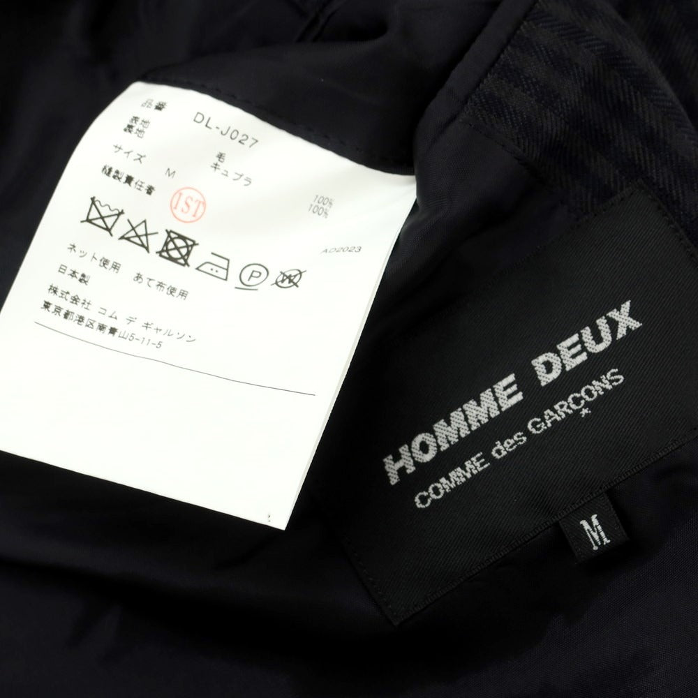 【中古】コムデギャルソン オムドゥ COMME des GARCONS HOMME DEUX 2023年秋冬 ウール チェック カジュアルジャケット ダークグレーxネイビー【サイズM】【GRY】【A/W】【状態ランクA】【メンズ】【758995】