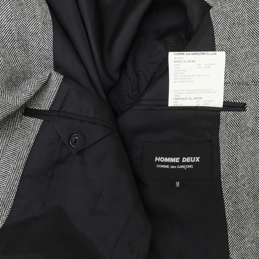 【中古】コムデギャルソン オムドゥ COMME des GARCONS HOMME DEUX 2023年秋冬 ポリエステル チェスターフィールドコート ブラックxホワイト【サイズM】【GRY】【A/W】【状態ランクA】【メンズ】