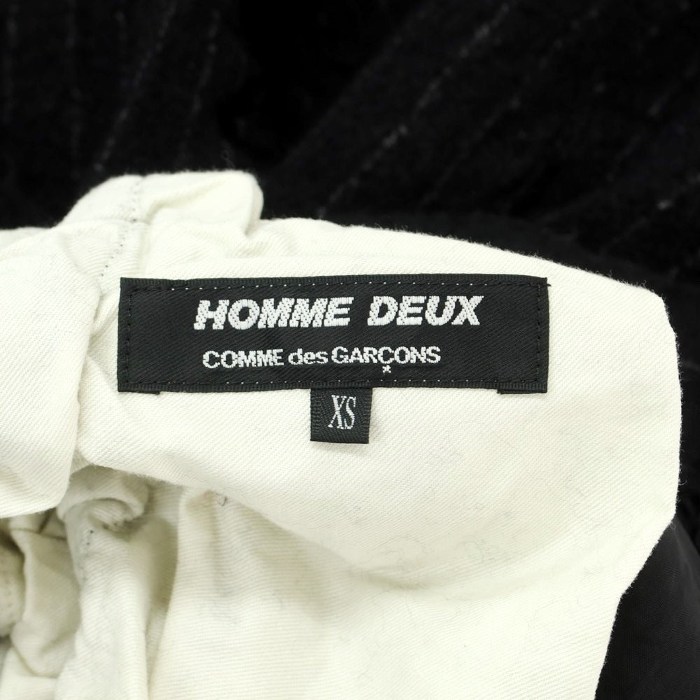 【中古】コムデギャルソン オムドゥ COMME des GARCONS HOMME DEUX 2023年秋冬 ウール ストライプ カジュアルスラックスパンツ ブラック【 XS 】【 状態ランクA 】【 メンズ 】