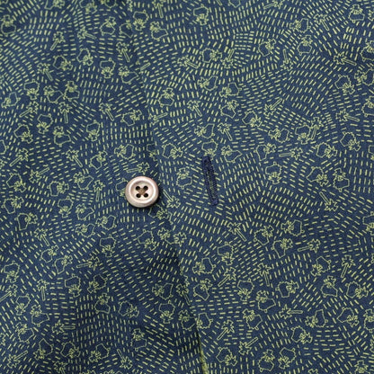 [Used] PS Paul Smith cotton all-over print short-sleeved shirt 
Navy x Light Green [Size M] [GRN] [S/S] [Condition Rank B] ​​[Men&