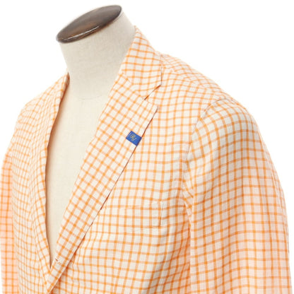 [Used] [Unused] RING JACKET Linen Check Casual Jacket White x Orange [48] [Condition Rank S] [Men&