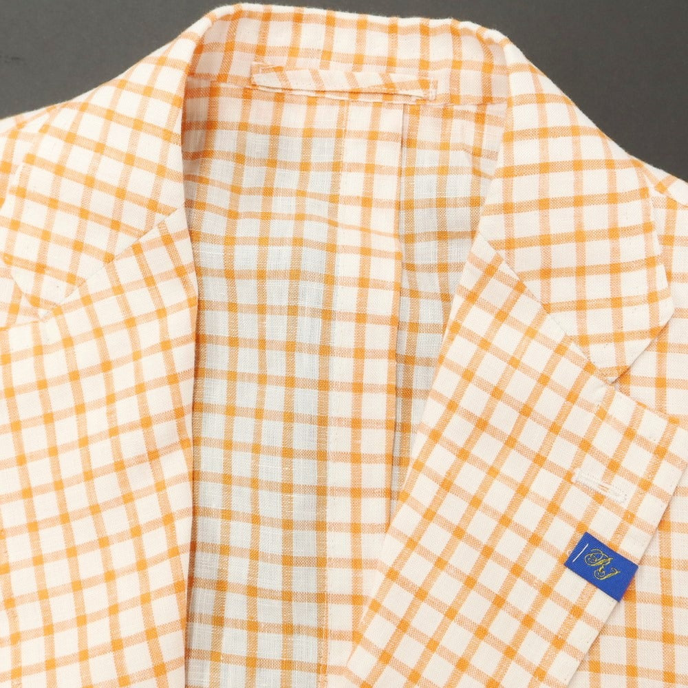 [Used] [Unused] RING JACKET Linen Check Casual Jacket White x Orange [48] [Condition Rank S] [Men&