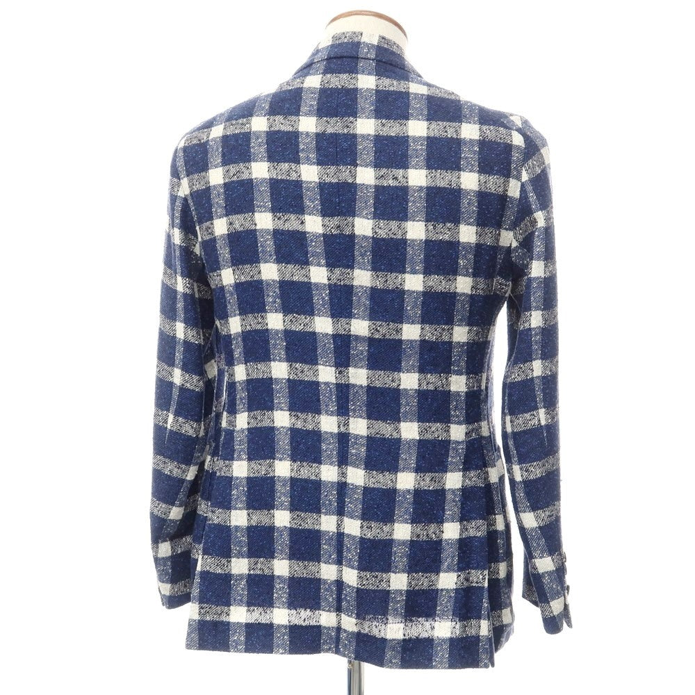 [Used] TAGLIATORE linen nylon check tailored jacket navy x white [46] [Condition rank A] [Men&