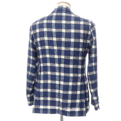 [Used] TAGLIATORE linen nylon check tailored jacket navy x white [46] [Condition rank A] [Men&