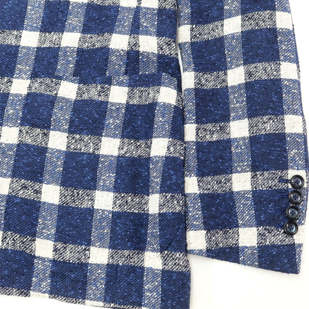 [Used] TAGLIATORE linen nylon check tailored jacket navy x white [46] [Condition rank A] [Men&