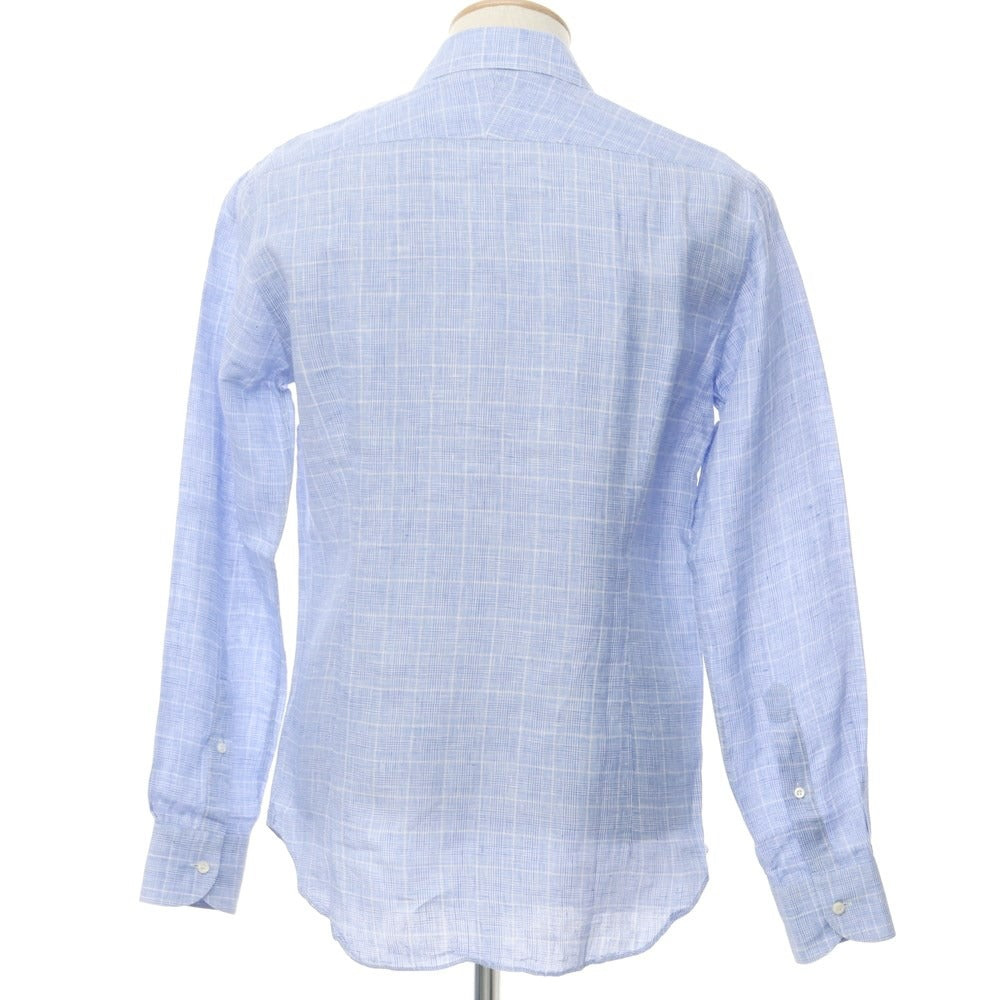 [Used] ORIAN Linen Check Wide Collar Casual Shirt
 Blue x White [Size 38] [BLU] [S/S] [Condition Rank B] ​​[Men&