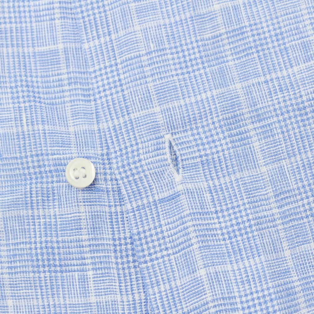 [Used] ORIAN Linen Check Wide Collar Casual Shirt
 Blue x White [Size 38] [BLU] [S/S] [Condition Rank B] ​​[Men&