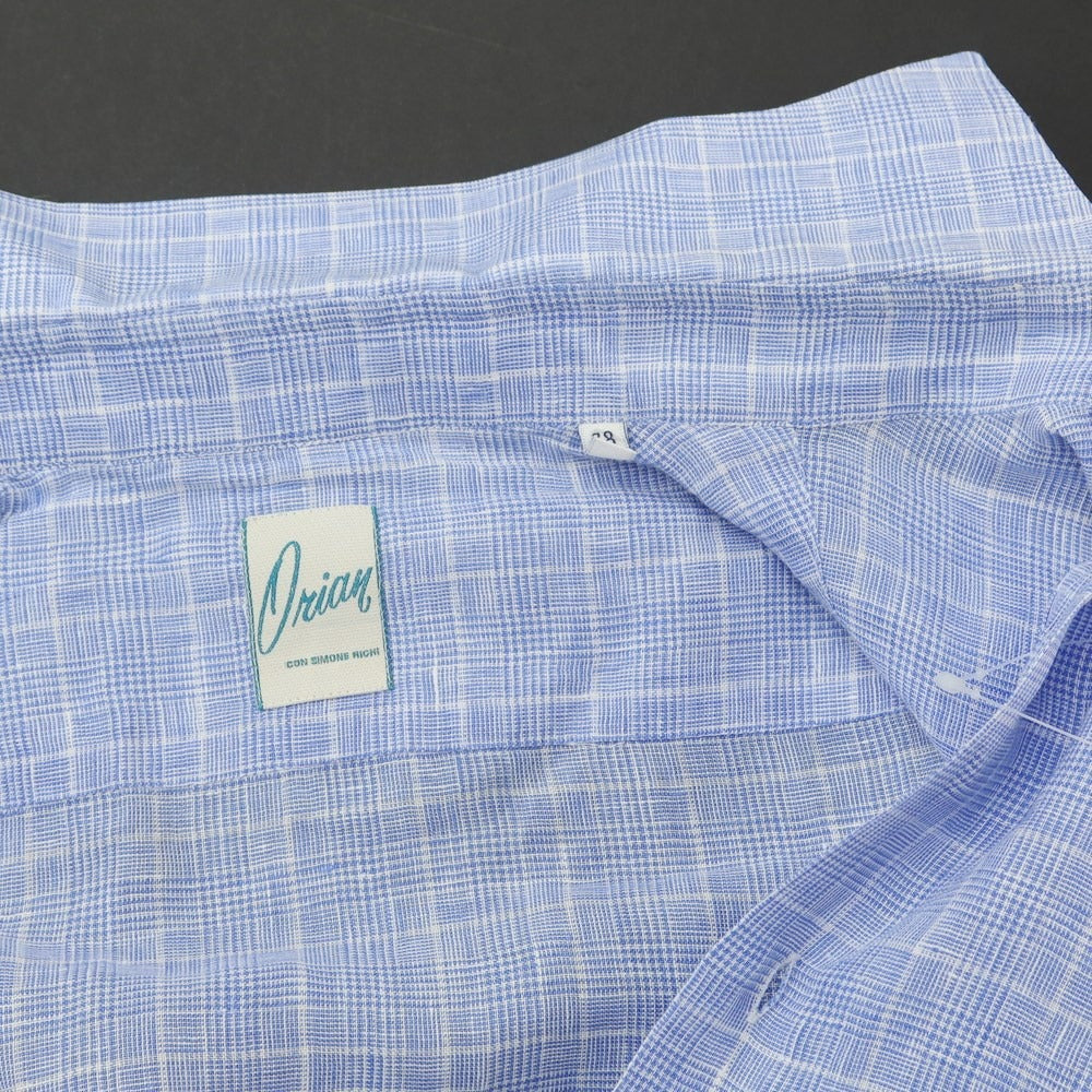 [Used] ORIAN Linen Check Wide Collar Casual Shirt
 Blue x White [Size 38] [BLU] [S/S] [Condition Rank B] ​​[Men&