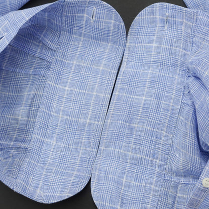 [Used] ORIAN Linen Check Wide Collar Casual Shirt
 Blue x White [Size 38] [BLU] [S/S] [Condition Rank B] ​​[Men&