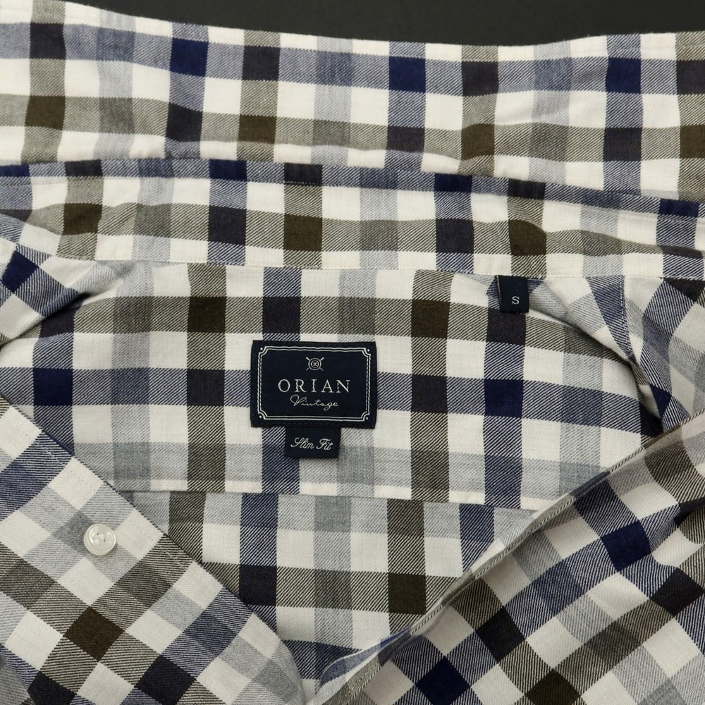 [Used] ORIAN Cotton Check Horizontal Collar Casual Shirt
 White x Navy [Size S] [WHT] [S/S/A/W] [Condition Rank B] ​​[Men&