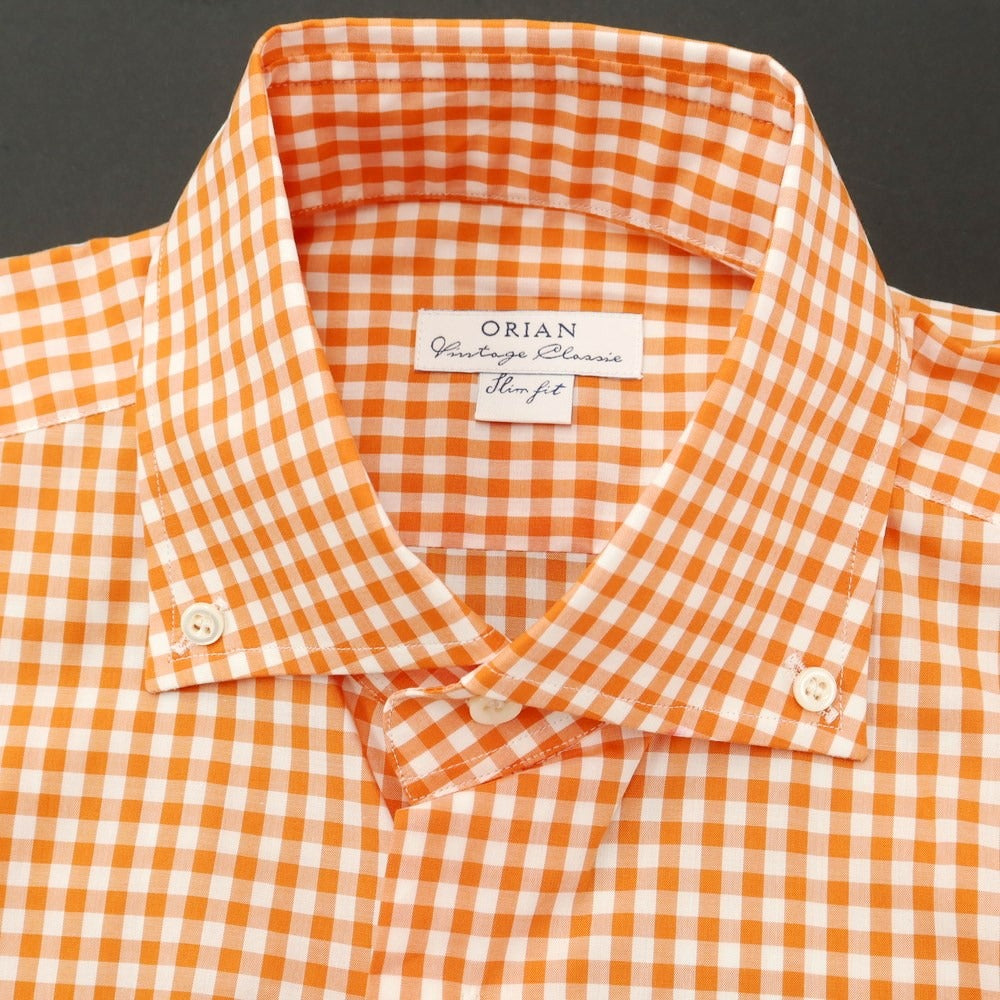 [Used] [Unused] ORIAN Cotton Check Button-down Casual Shirt
 Orange x White [Size 38] [ORG] [S/S/A/W] [Condition Rank S] [Men&