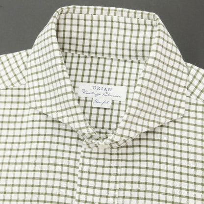 [Used] ORIAN Cotton Check Horizontal Collar Casual Shirt White x Olive [M] [Condition Rank B] [Men&