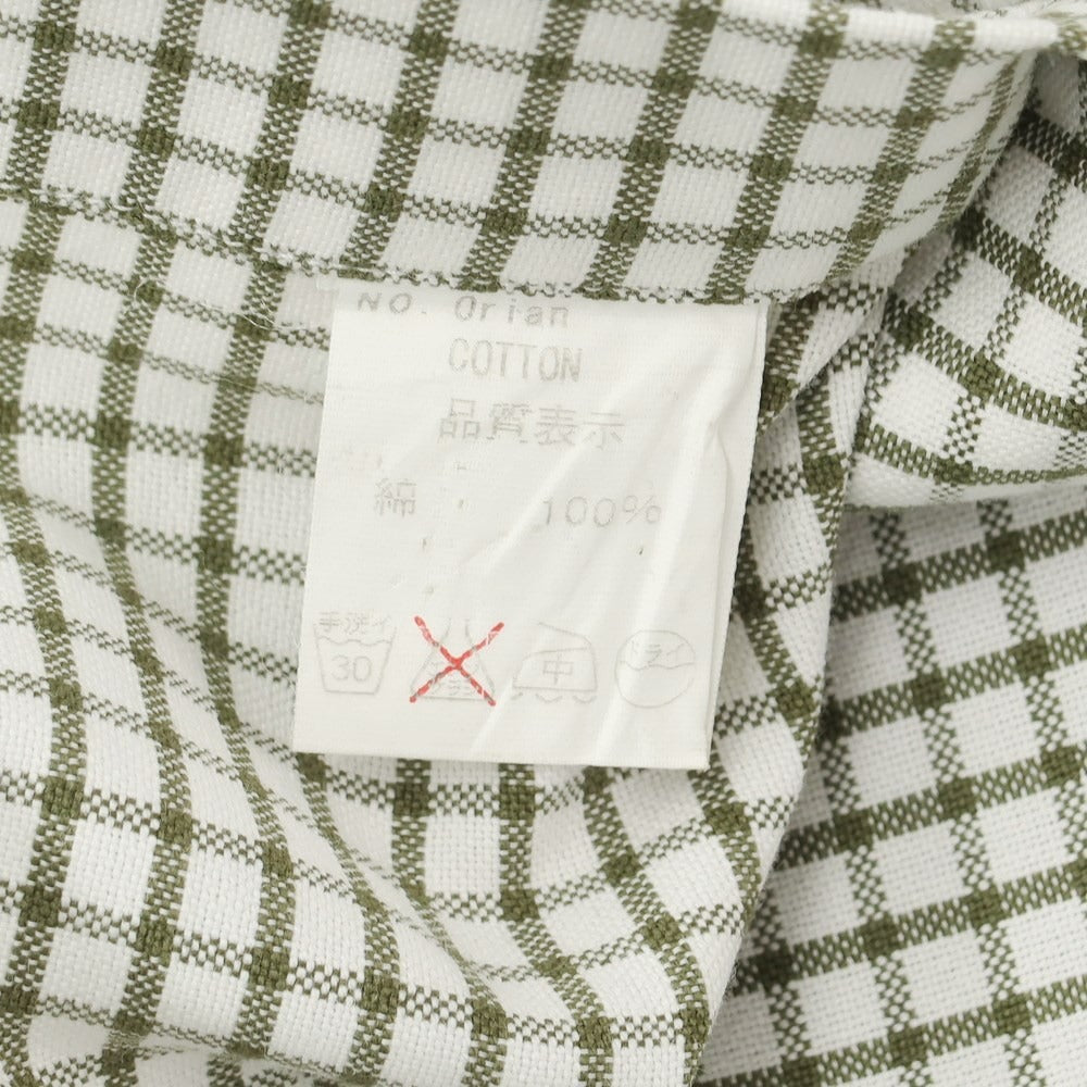 [Used] ORIAN Cotton Check Horizontal Collar Casual Shirt White x Olive [M] [Condition Rank B] [Men&