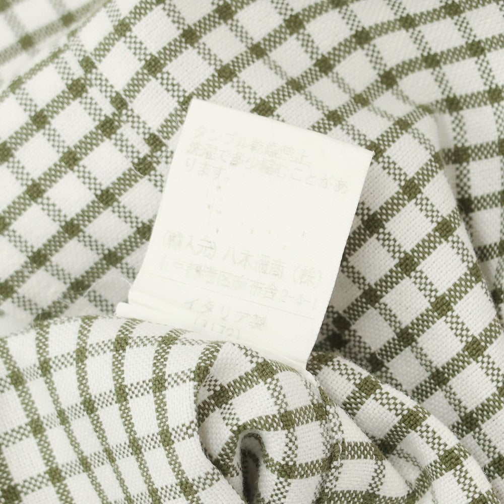 [Used] ORIAN Cotton Check Horizontal Collar Casual Shirt White x Olive [M] [Condition Rank B] [Men&