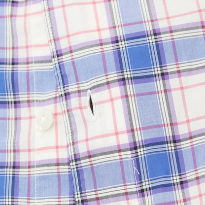 [Used] Finamore Cotton Check Horizontal Collar Casual Shirt Blue x White [S] [Condition Rank B] [Men&